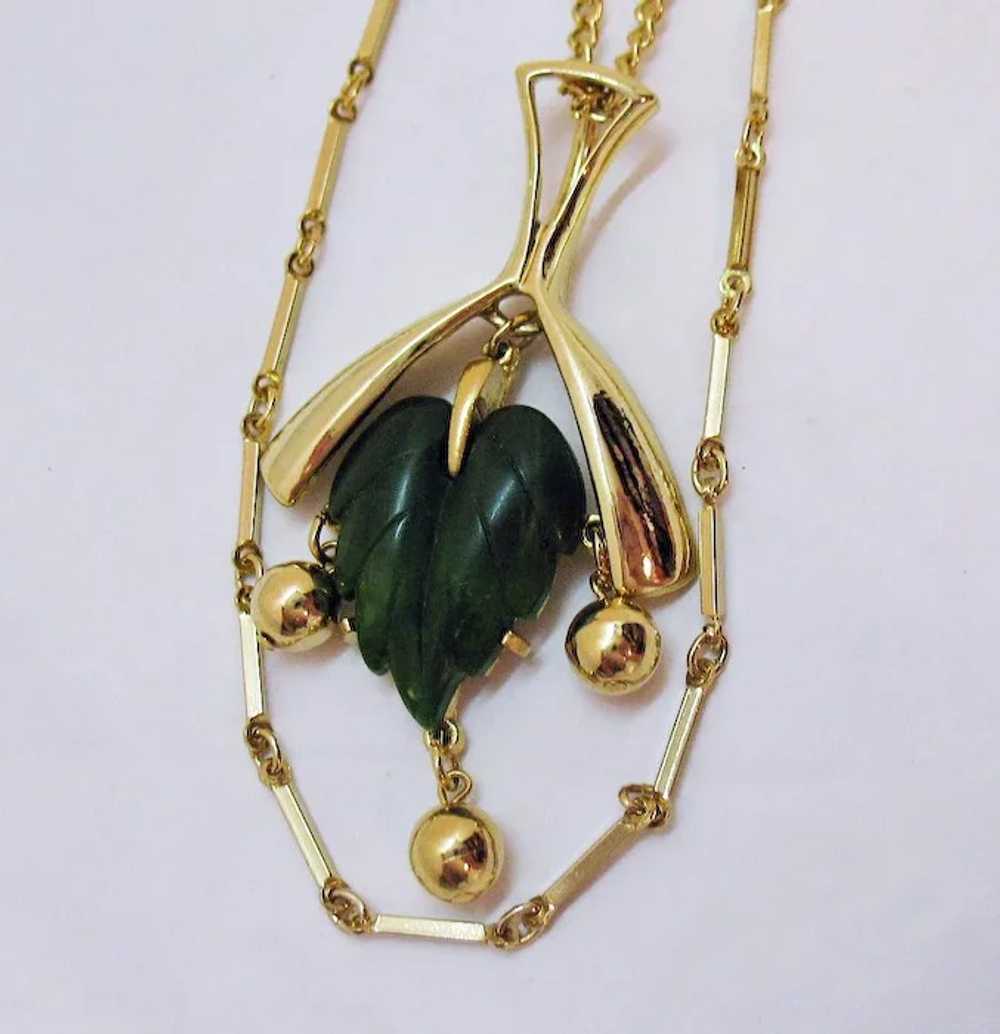Unusual Two Chain Vintage Lucite Maple Leaf  Gold… - image 2