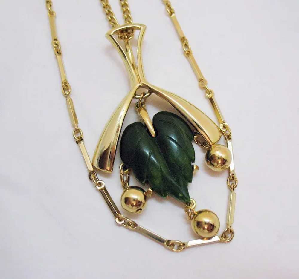 Unusual Two Chain Vintage Lucite Maple Leaf  Gold… - image 3