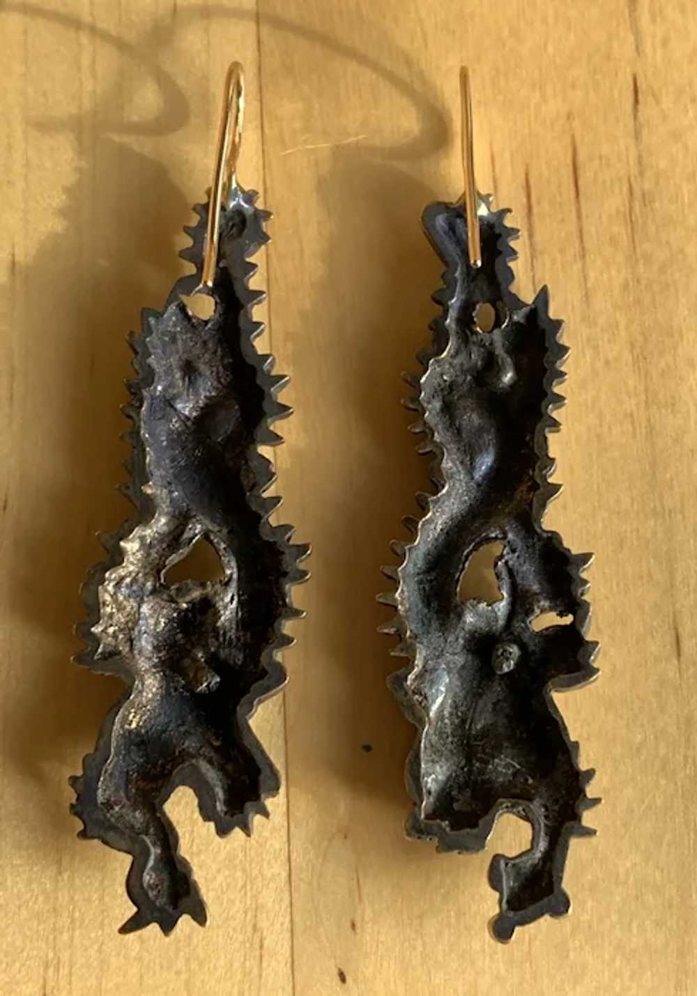 Gilded Bronze "Dragon-Lady" Menuki Earrings - image 3