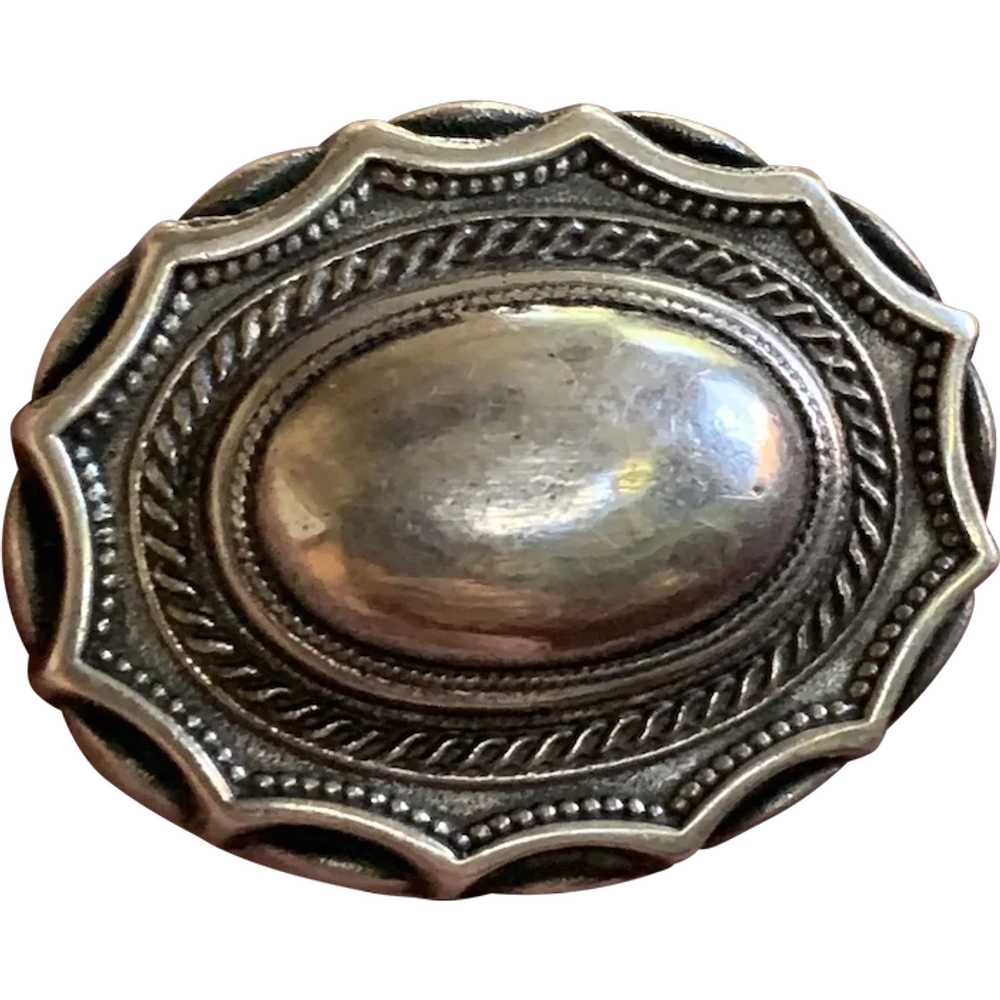 Early American Solid Sterling Oval Medallion Broo… - image 1