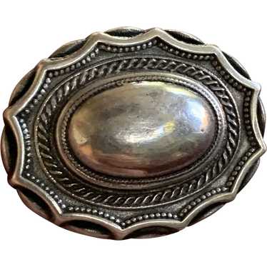 Early American Solid Sterling Oval Medallion Broo… - image 1