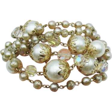 Awesome Vintage Seven Strand Faux Pearl Bracelet