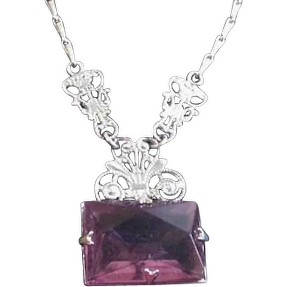 Purple Glass Necklace - image 1