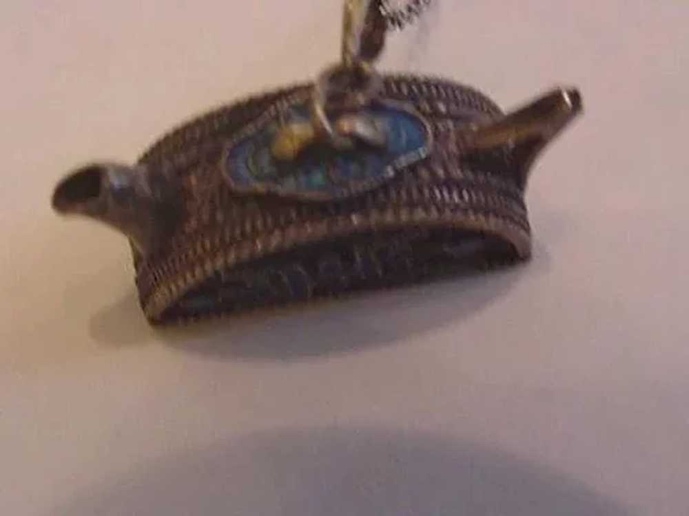Old Chinese Silver and Enamel Pendant Necklace - image 2
