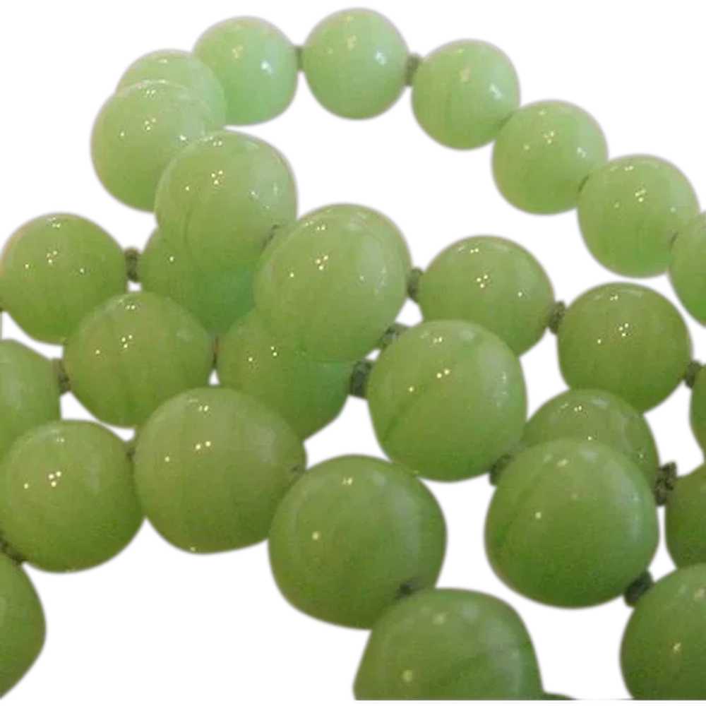 Long Strand Vaseline Color Glass Beads Necklace - image 1