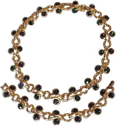 Green Rhinestone Necklace and Bracelet - image 1