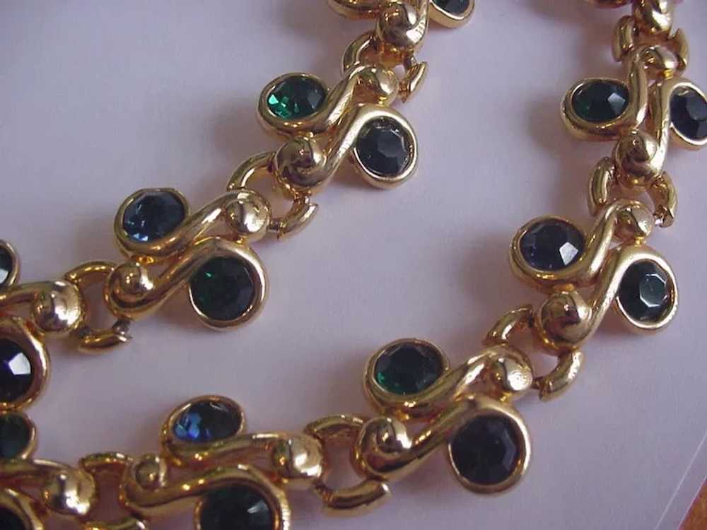 Green Rhinestone Necklace and Bracelet - image 3