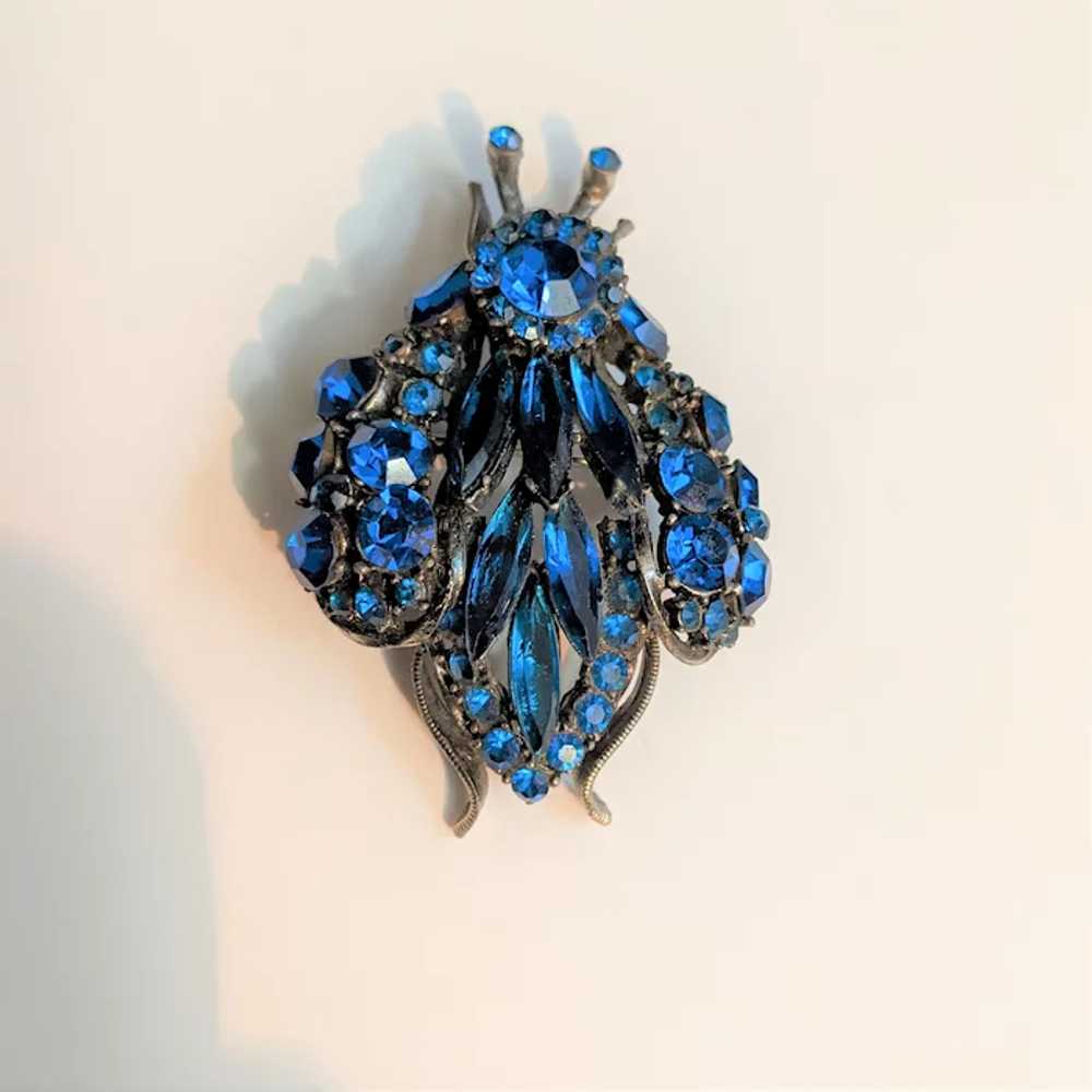 Royal Blue Rhinestone Large Bug Pin - image 3