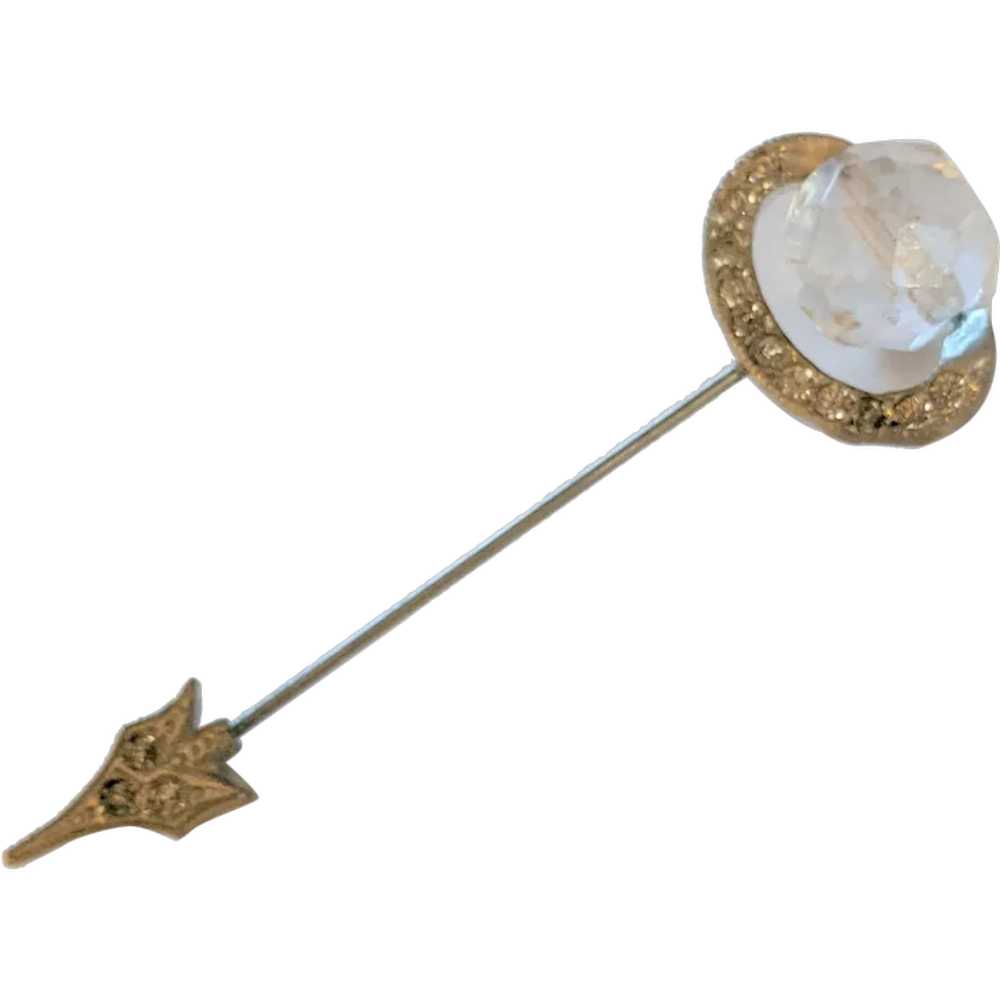 Art Deco Crystal Hat / Jabot Pin - image 1