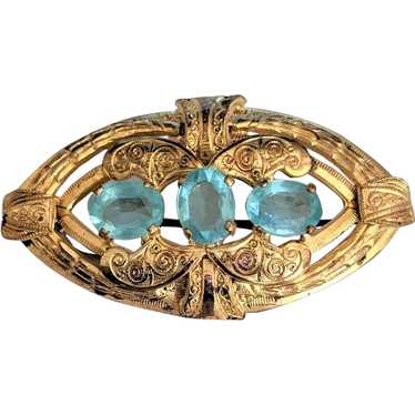 Victorian   Revival Blue Rhinestone Pin