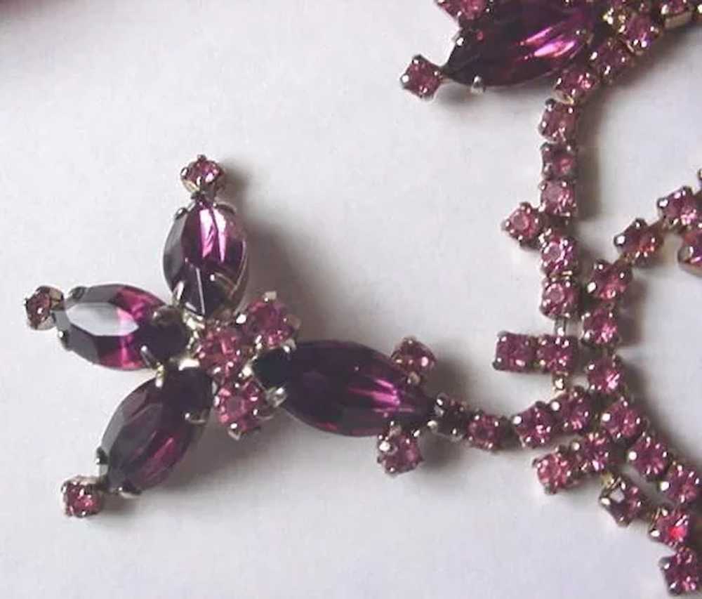 Vintage Pink and Amethyst Rhinestone Necklace - image 2