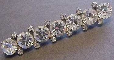 Huge Potmetal and Rhinestone Bar Pin - image 1