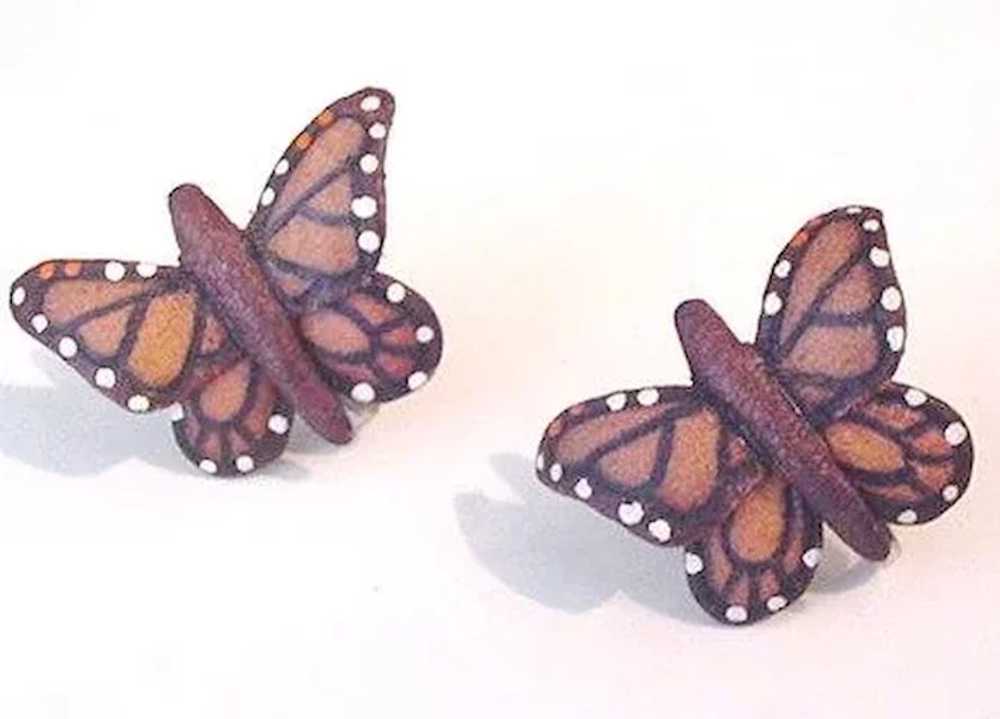 Leather Butterfly Earrings - image 1