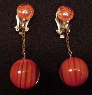 Orange Striped Lucite Earrings