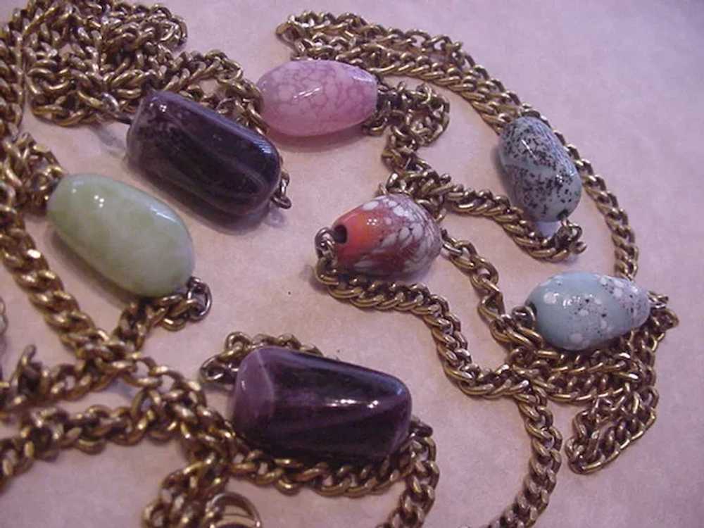 Long Chain Art Glass Necklace - image 2