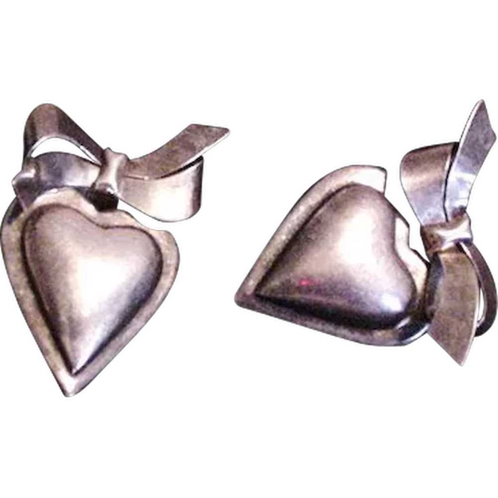 Hearts and Bows Sterling Silver Earrings - image 1