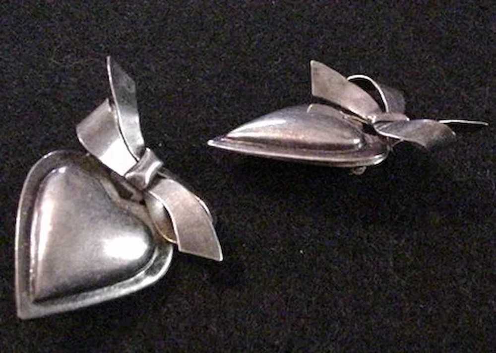 Hearts and Bows Sterling Silver Earrings - image 2