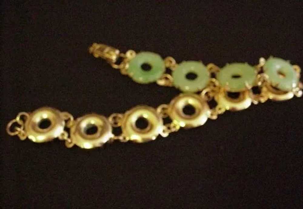 Vintage Art Deco Style Green Glass Bracelet - image 2