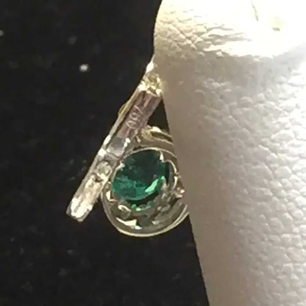 18k White Gold Emerald and Diamond Earrings - image 8