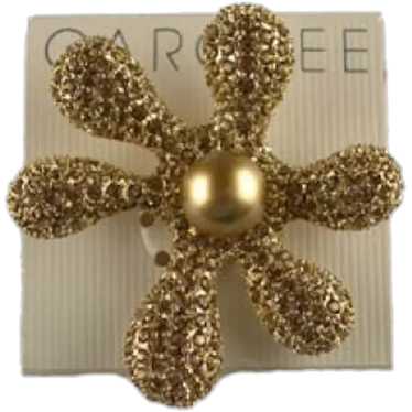 Carolee Vintage Gold Pave Crystals Flower Brooch - image 1