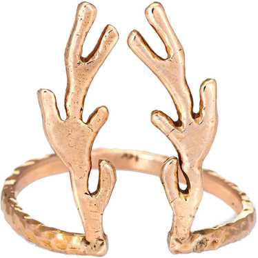 Deer Antlers Ring Estate 14 Karat Rose Gold Vinta… - image 1