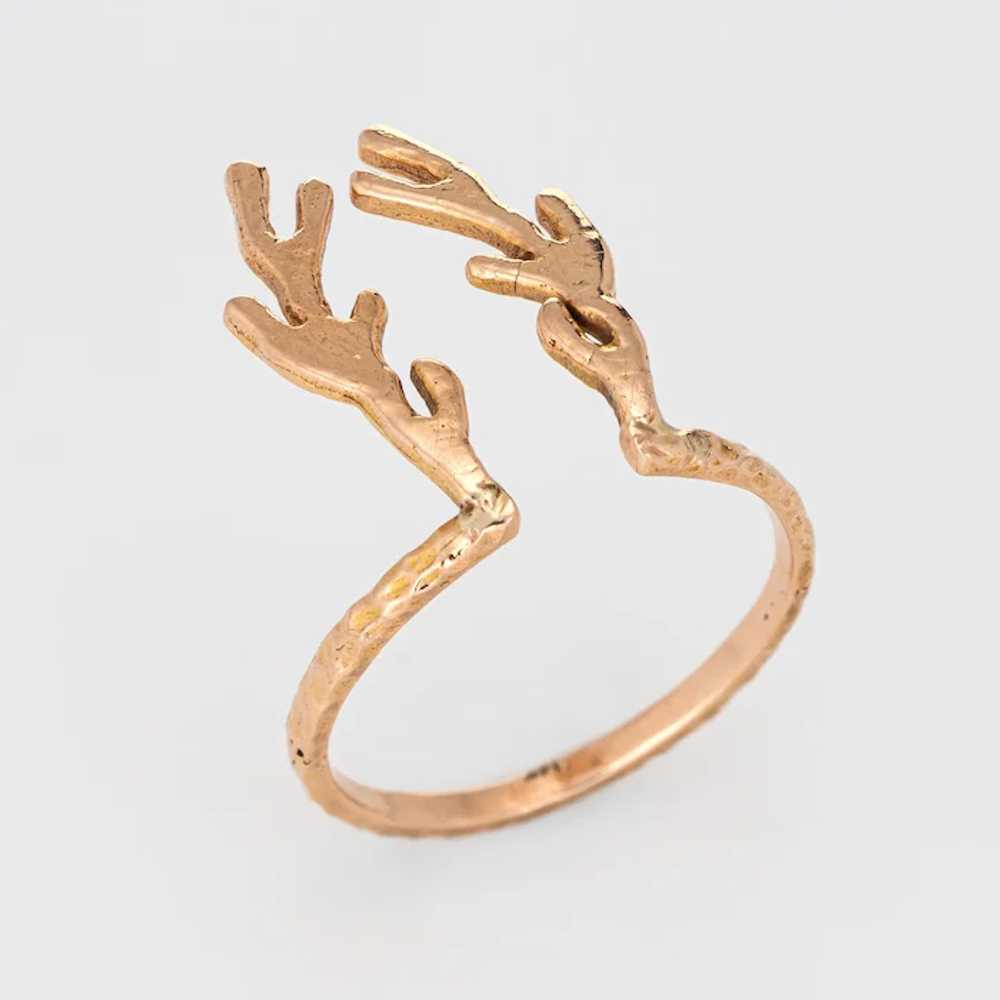 Deer Antlers Ring Estate 14 Karat Rose Gold Vinta… - image 2