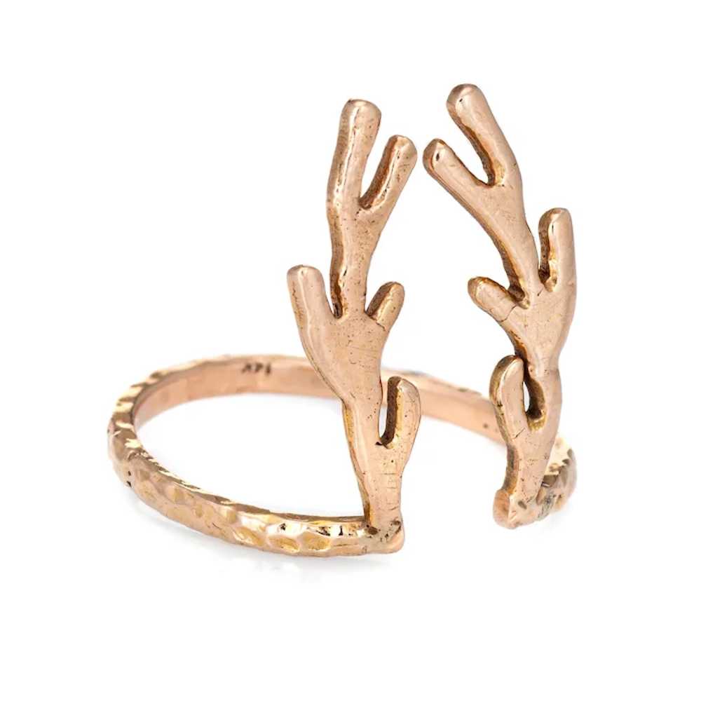 Deer Antlers Ring Estate 14 Karat Rose Gold Vinta… - image 3