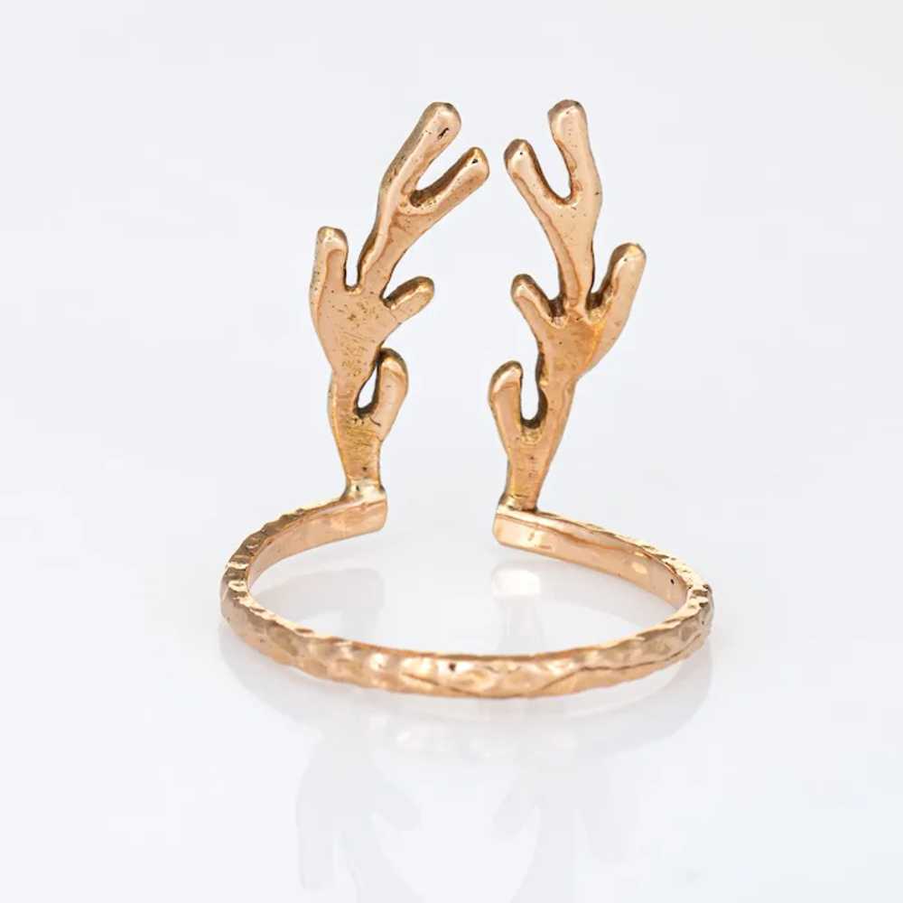 Deer Antlers Ring Estate 14 Karat Rose Gold Vinta… - image 5