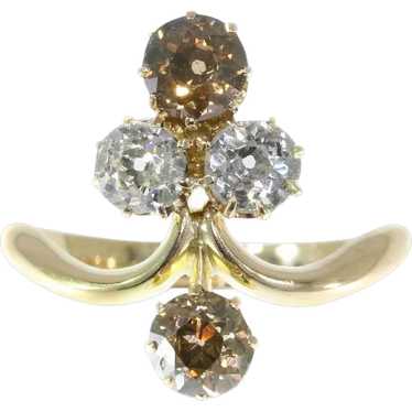 Victorian Antique Diamond 18 Karat Yellow Rose Go… - image 1