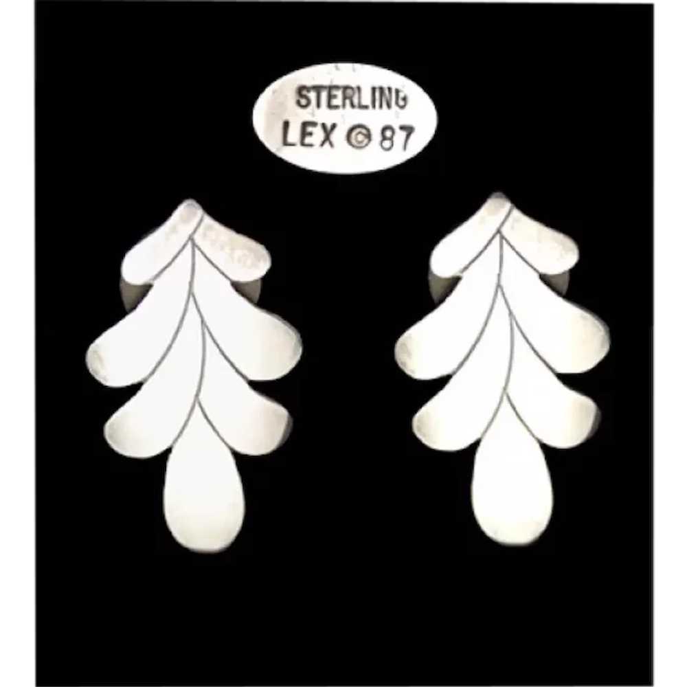 Vintage 925 LEX Etched Pierced Earrings - image 1