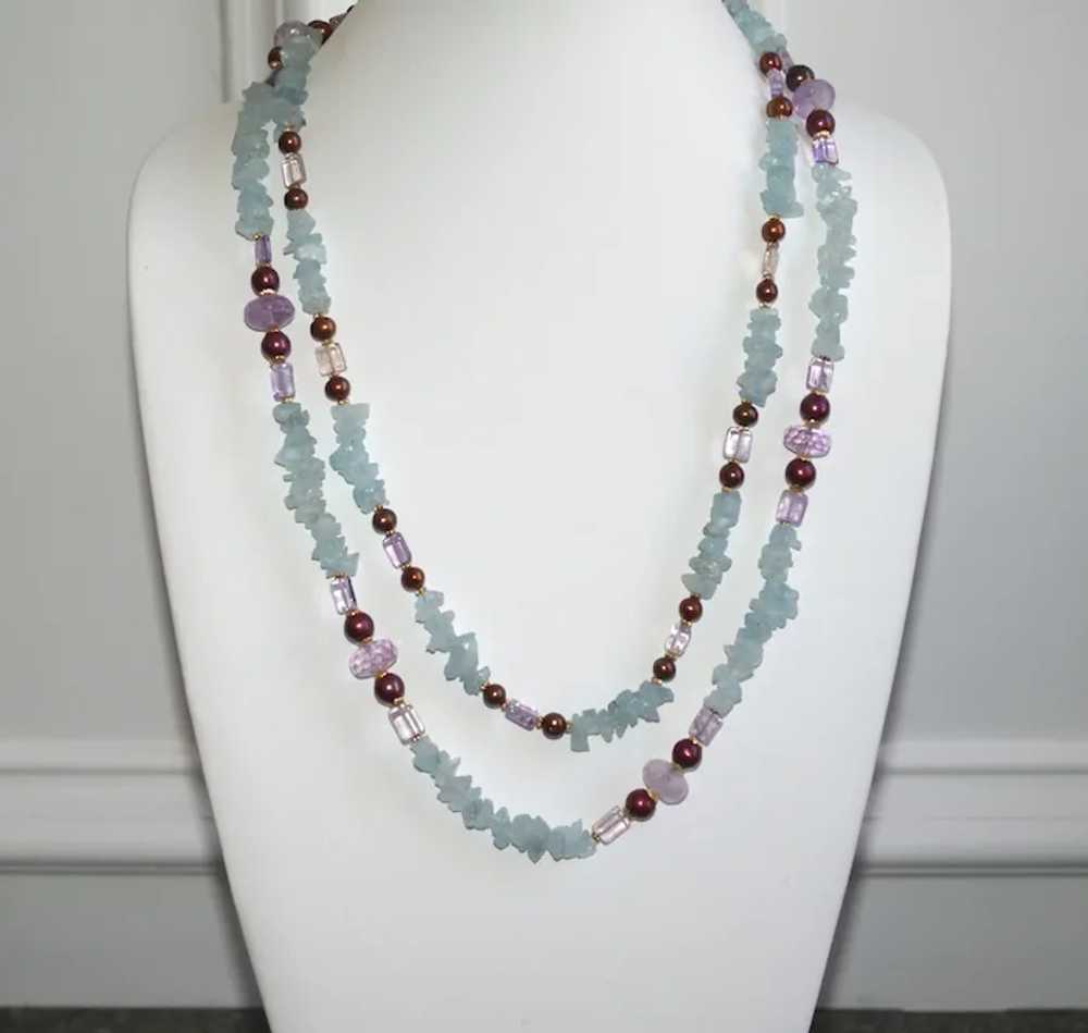 Natural Rough Aquamarine with Burgundy Pearls, an… - image 5