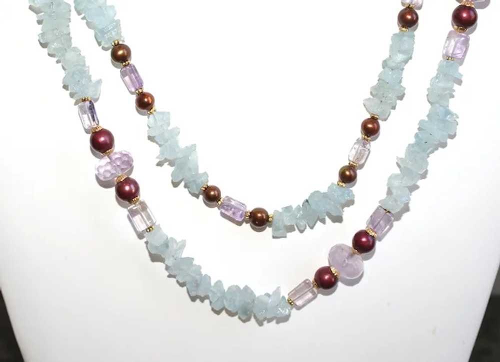 Natural Rough Aquamarine with Burgundy Pearls, an… - image 7