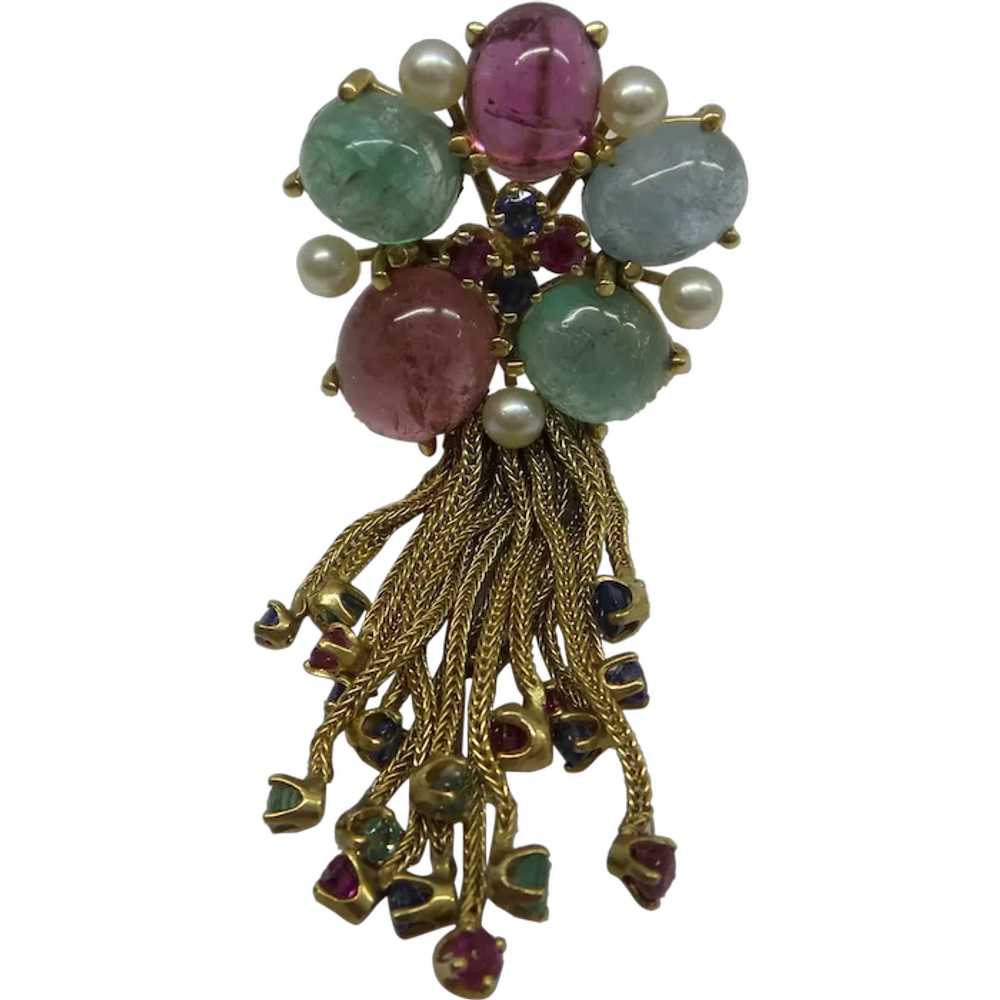 Original 1940's Multi-Gemstone,  Multi-Tassel,  S… - image 1