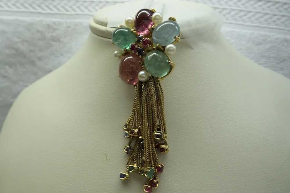 Original 1940's Multi-Gemstone,  Multi-Tassel,  S… - image 2