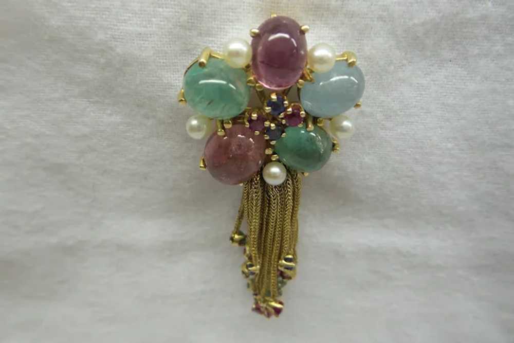 Original 1940's Multi-Gemstone,  Multi-Tassel,  S… - image 4