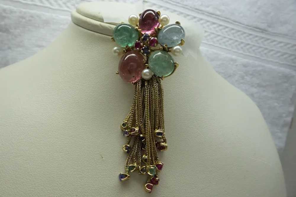 Original 1940's Multi-Gemstone,  Multi-Tassel,  S… - image 5