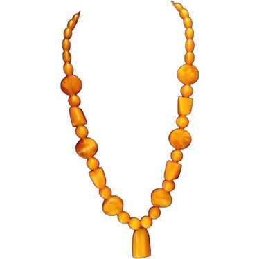 Art Deco Bakelite Butterscotch Geometric  Necklace