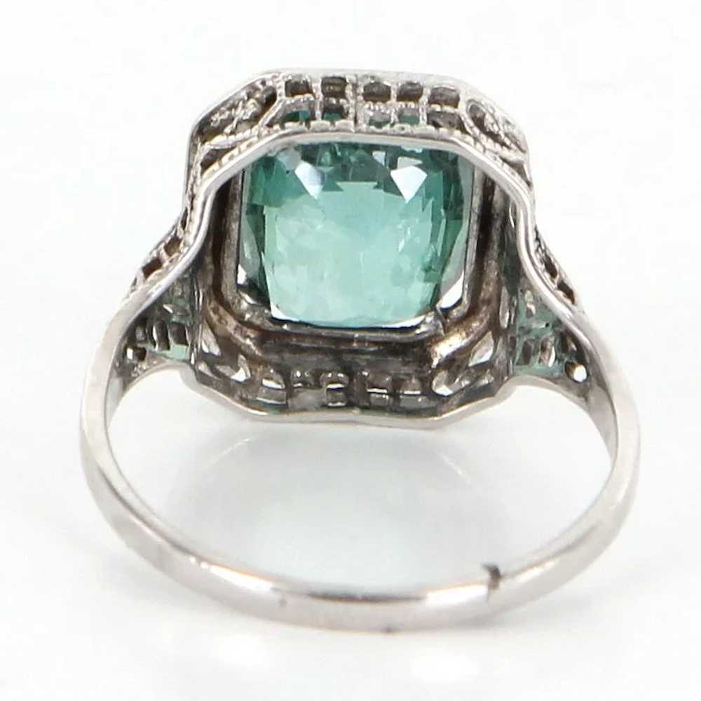 Art Deco 14 Karat White Gold Green Quartz Filigre… - image 7