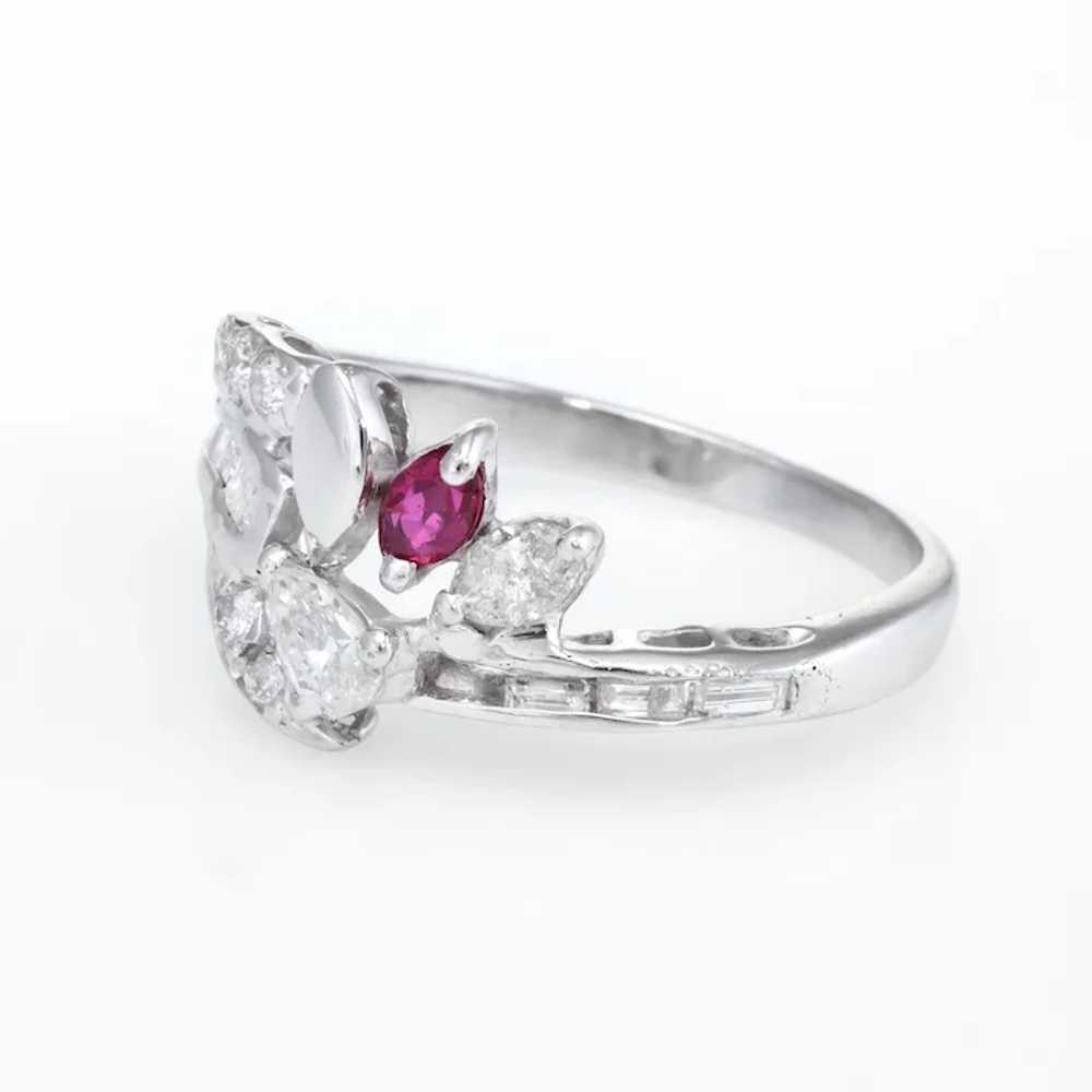 Mixed Cut Diamond Ruby Band Vintage Ring 14 Karat… - image 4