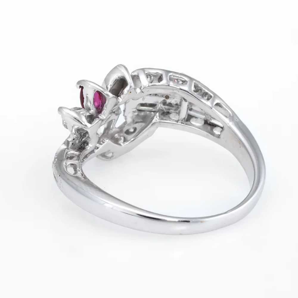 Mixed Cut Diamond Ruby Band Vintage Ring 14 Karat… - image 5