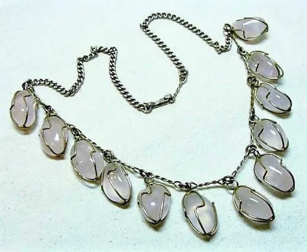 Vintage Caged Rose Quartz Necklace - image 3