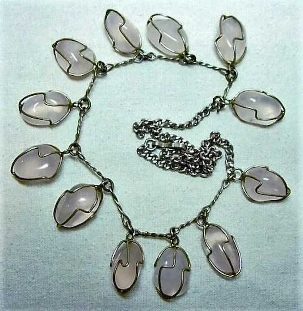Vintage Caged Rose Quartz Necklace - image 6