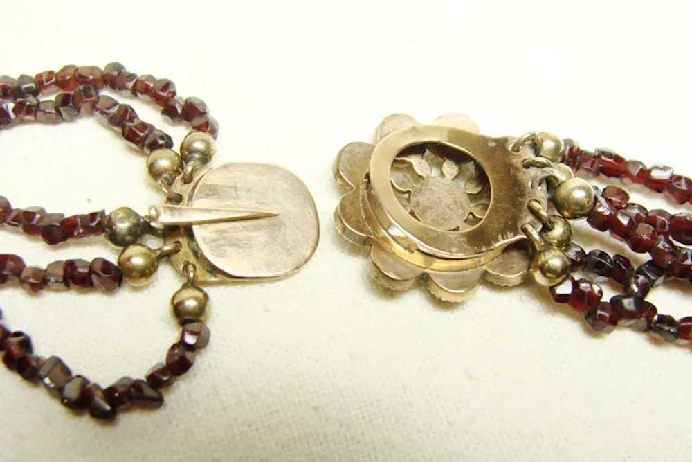 Vintage Multi-Strand Garnet Necklace Gold Clasp - image 5