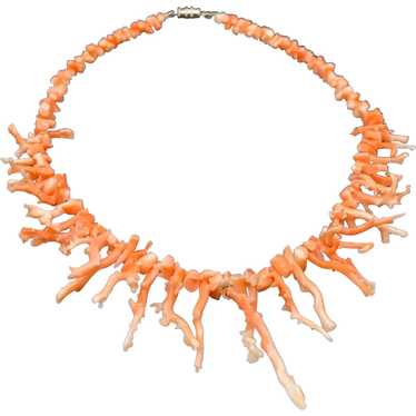 Branch Coral Necklace Pink Salmon Graduated Bib n… - image 1