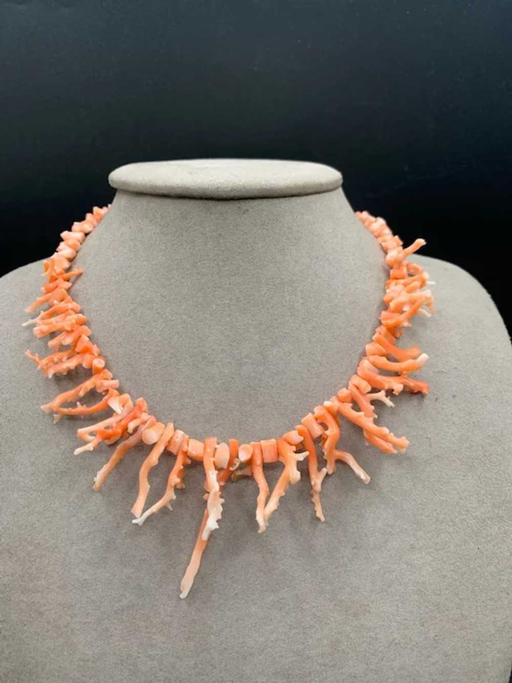 Branch Coral Necklace Pink Salmon Graduated Bib n… - image 2