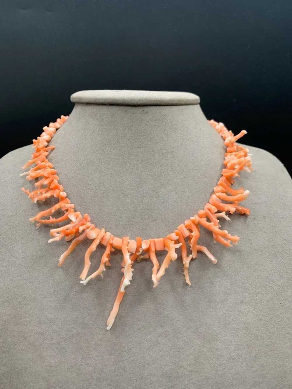 Branch Coral Necklace Pink Salmon Graduated Bib n… - image 3