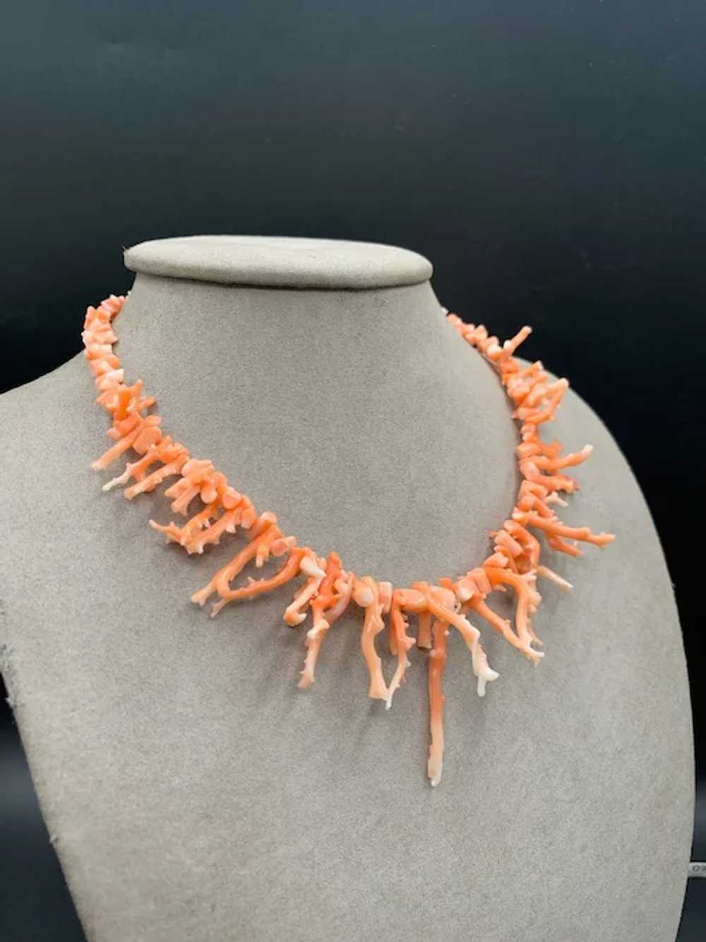 Branch Coral Necklace Pink Salmon Graduated Bib n… - image 4