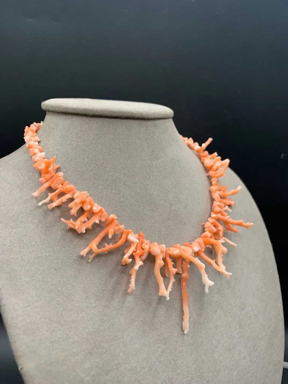 Branch Coral Necklace Pink Salmon Graduated Bib n… - image 5