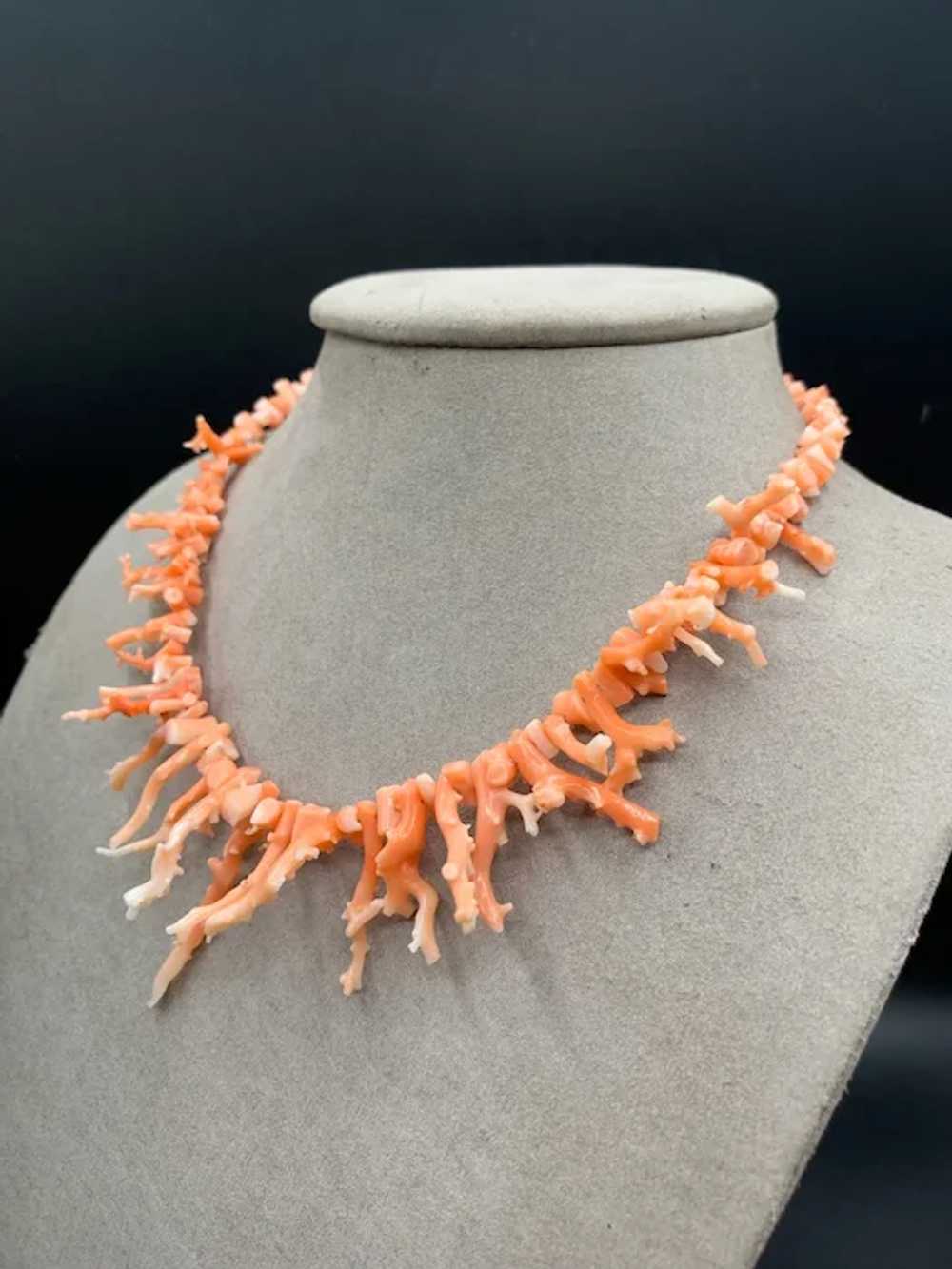Branch Coral Necklace Pink Salmon Graduated Bib n… - image 6