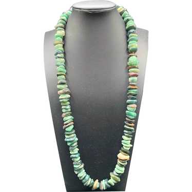 Vintage Green semi-precious stone necklace long s… - image 1